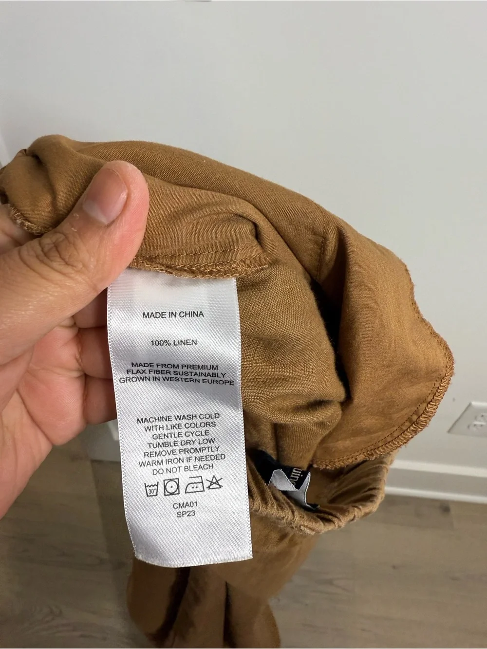 Quince 100% Linen Pull On Pants Brown XS Cropped Straight Leg